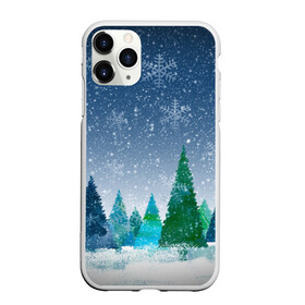 Чехол для iPhone 11 Pro Max матовый с принтом Снежинки в лесу в Тюмени, Силикон |  | Тематика изображения на принте: winter | елки | елки в лесу | зимний лес | новогодняя | новый год | снежинки