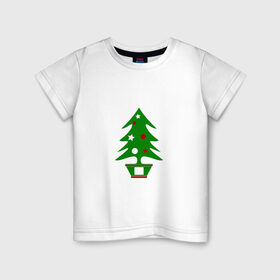 Детская футболка хлопок с принтом Ёлка новогодняя в Тюмени, 100% хлопок | круглый вырез горловины, полуприлегающий силуэт, длина до линии бедер | дерево | елка | новый год | подарок | рождество | украшения