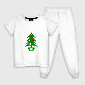 Детская пижама хлопок с принтом Ёлка новогодняя в Тюмени, 100% хлопок |  брюки и футболка прямого кроя, без карманов, на брюках мягкая резинка на поясе и по низу штанин
 | Тематика изображения на принте: дерево | елка | новый год | подарок | рождество | украшения