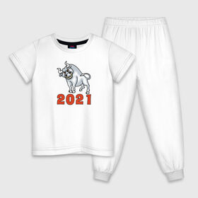 Детская пижама хлопок с принтом Металлический бык - 2021 в Тюмени, 100% хлопок |  брюки и футболка прямого кроя, без карманов, на брюках мягкая резинка на поясе и по низу штанин
 | 