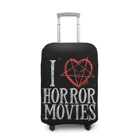 Чехол для чемодана 3D с принтом I Love Horror Movies в Тюмени, 86% полиэфир, 14% спандекс | двустороннее нанесение принта, прорези для ручек и колес | 666 | blood | dracula | horror | i | inside | love | movies | pentagram | scream | vampire | вампир | внутри | дракула | древний | крик | кровь | люблю | пентаграмма | ужасы | фильмы | хоррор | я