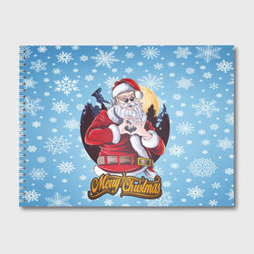 Альбом для рисования с принтом Santa Love в Тюмени, 100% бумага
 | матовая бумага, плотность 200 мг. | Тематика изображения на принте: new year | арт | графика | дед мороз | зима | новый год | рождество | санта