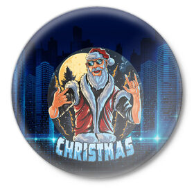 Значок с принтом Good boy Santa в Тюмени,  металл | круглая форма, металлическая застежка в виде булавки | new year | арт | графика | дед мороз | зима | новый год | рождество | санта