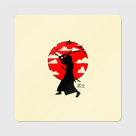 Магнит виниловый Квадрат с принтом Japan samurai в Тюмени, полимерный материал с магнитным слоем | размер 9*9 см, закругленные углы | boy | japan style | japanese aesthetics | ninja | samurai | воин | иероглифы | катана | красная луна | меч | ниндзя | рыцарь | самурай | солдат | харакири | черный самурай | япония | японская анимация | японская эстетика