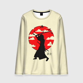 Мужской лонгслив 3D с принтом Japan samurai в Тюмени, 100% полиэстер | длинные рукава, круглый вырез горловины, полуприлегающий силуэт | Тематика изображения на принте: boy | japan style | japanese aesthetics | ninja | samurai | воин | иероглифы | катана | красная луна | меч | ниндзя | рыцарь | самурай | солдат | харакири | черный самурай | япония | японская анимация | японская эстетика