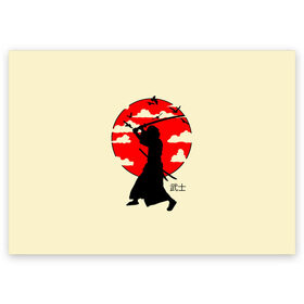Поздравительная открытка с принтом Japan samurai в Тюмени, 100% бумага | плотность бумаги 280 г/м2, матовая, на обратной стороне линовка и место для марки
 | Тематика изображения на принте: boy | japan style | japanese aesthetics | ninja | samurai | воин | иероглифы | катана | красная луна | меч | ниндзя | рыцарь | самурай | солдат | харакири | черный самурай | япония | японская анимация | японская эстетика