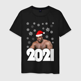 Мужская футболка хлопок с принтом НОВЫЙ ГОД 2021 в Тюмени, 100% хлопок | прямой крой, круглый вырез горловины, длина до линии бедер, слегка спущенное плечо. | 2021 | merry christmas | new year | зима | новый год | праздник | снег | счастливого рождества