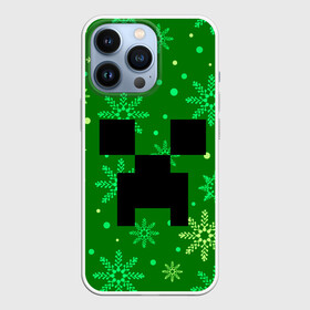 Чехол для iPhone 13 Pro с принтом ЗИМНИЙ MINECRAFT в Тюмени,  |  | christmas | creeper | game | minecraft | new year | snow | winter | зима | крипер | майнкрафт | мороз | новый год | рождество | снег | снежинки