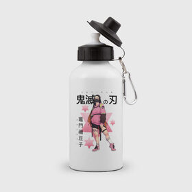 Бутылка спортивная с принтом Незуко Камадо в Тюмени, металл | емкость — 500 мл, в комплекте две пластиковые крышки и карабин для крепления | 