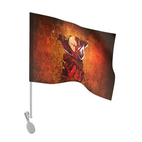 Флаг для автомобиля с принтом Ванпанчмен в Тюмени, 100% полиэстер | Размер: 30*21 см | hero | one punch man | saitama | ванпанчмен | герой | сайтама