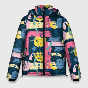 Мужская зимняя куртка 3D с принтом Абстрактные кисти в Тюмени, верх — 100% полиэстер; подкладка — 100% полиэстер; утеплитель — 100% полиэстер | длина ниже бедра, свободный силуэт Оверсайз. Есть воротник-стойка, отстегивающийся капюшон и ветрозащитная планка. 

Боковые карманы с листочкой на кнопках и внутренний карман на молнии. | abstract | art | design | geometric | lines | modern | paint | pattern | splatter | style | trend | vector | арт | брызги | вектор | геометрия | дизайн | иллюстрация | искусство | картина | кисточки | краска | линии | мазки | модерн | паттерн | 
