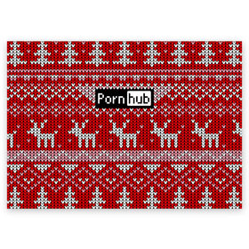 Поздравительная открытка с принтом Pornhub в Тюмени, 100% бумага | плотность бумаги 280 г/м2, матовая, на обратной стороне линовка и место для марки
 | deer | fashion | horns | new year | pattern | vanguard | x mas tree | авангард | ёлка | мода | новый год | олень | рога | узор