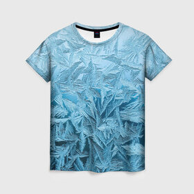 Женская футболка 3D с принтом Иней в Тюмени, 100% полиэфир ( синтетическое хлопкоподобное полотно) | прямой крой, круглый вырез горловины, длина до линии бедер | абстрактные | абстрактный | абстракция | зима | зимние | зимний | изморозь | иней | лёд | льды | мороз | новый год | холод