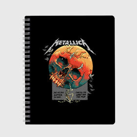 Тетрадь с принтом Metallica в Тюмени, 100% бумага | 48 листов, плотность листов — 60 г/м2, плотность картонной обложки — 250 г/м2. Листы скреплены сбоку удобной пружинной спиралью. Уголки страниц и обложки скругленные. Цвет линий — светло-серый
 | metal | metallica | rock | джеймс хэтфилд | классика | легенда | метал | металлика | популярное | рок | рокгруппа