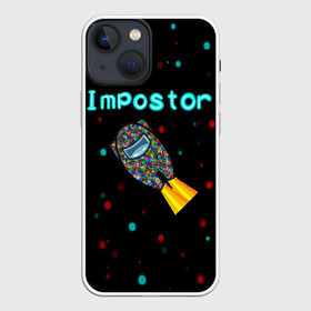 Чехол для iPhone 13 mini с принтом Impostor в Тюмени,  |  | 2021 | among us | impostor | space mafia | sus.puffballs united | амонг ас | амонг единорог | в космосе | импостор | инопланетяне | инопланетянин | надпись | новогодний амонг ас | ракета | с новым годом | самозванец | среди нас