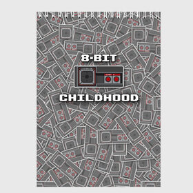 Скетчбук с принтом 8-bit childhood в Тюмени, 100% бумага
 | 48 листов, плотность листов — 100 г/м2, плотность картонной обложки — 250 г/м2. Листы скреплены сверху удобной пружинной спиралью | Тематика изображения на принте: 8 bit | 8 бит | sega | sega master system | джойстик | сега