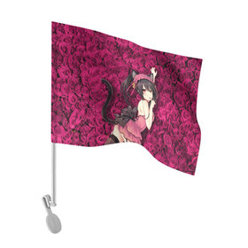 Флаг для автомобиля с принтом Куруми Токисаки в Тюмени, 100% полиэстер | Размер: 30*21 см | Тематика изображения на принте: date a live | kurumi | tokisaki | дух | куруми | рандеву с жизнью | свидание с жизнью | токисаки