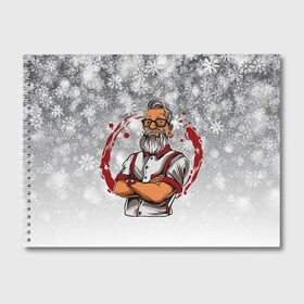 Альбом для рисования с принтом Санта в домашнем в Тюмени, 100% бумага
 | матовая бумага, плотность 200 мг. | Тематика изображения на принте: new year | арт | графика | дед мороз | зима | новый год | рождество | санта