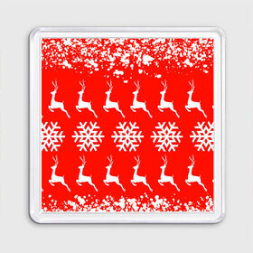 Магнит 55*55 с принтом New Year в Тюмени, Пластик | Размер: 65*65 мм; Размер печати: 55*55 мм | Тематика изображения на принте: christmas toys | deer | new year | red | snow | snowflakes | tree | елка | красный | новогодние игрушки | новый год | олени | свитер с оленями | снег | снежинки | футболка с оленями