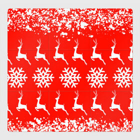 Магнитный плакат 3Х3 с принтом New Year в Тюмени, Полимерный материал с магнитным слоем | 9 деталей размером 9*9 см | Тематика изображения на принте: christmas toys | deer | new year | red | snow | snowflakes | tree | елка | красный | новогодние игрушки | новый год | олени | свитер с оленями | снег | снежинки | футболка с оленями