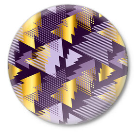 Значок с принтом Бумажные Ёлочки в Тюмени,  металл | круглая форма, металлическая застежка в виде булавки | Тематика изображения на принте: 