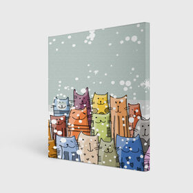 Холст квадратный с принтом Котики в Тюмени, 100% ПВХ |  | 2020 | background | holiday | new year | rat | гирлянда | елка | елочки | зима | новый год | праздник | рождество | синий | снег | снежинки | текстура | фон