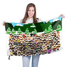 Флаг 3D с принтом Южный Парк / South Park . в Тюмени, 100% полиэстер | плотность ткани — 95 г/м2, размер — 67 х 109 см. Принт наносится с одной стороны | south park | ubisoft | woodland critter christmas | кенни | мультсериал | стэн | южный парк