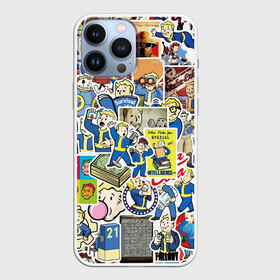 Чехол для iPhone 13 Pro Max с принтом FALLOUT STICKER BOMBING в Тюмени,  |  | fallout sticker | атомный | волт бой | герой | игра | персонаж | радиация | стикер бомбинг | фаллаут | фоллаут | человечек