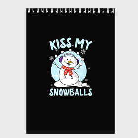 Скетчбук с принтом Озорной Снеговик в Тюмени, 100% бумага
 | 48 листов, плотность листов — 100 г/м2, плотность картонной обложки — 250 г/м2. Листы скреплены сверху удобной пружинной спиралью | claus | happy new year | merry christmas | santa | snowman | дед мороз | елка | клаус | новый год | рождество | с новым годом | санта | снеговик