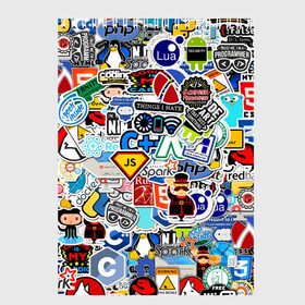 Скетчбук с принтом Programming stickers в Тюмени, 100% бумага
 | 48 листов, плотность листов — 100 г/м2, плотность картонной обложки — 250 г/м2. Листы скреплены сверху удобной пружинной спиралью | Тематика изображения на принте: css | it | linux | programming | wi fi | код | компьютер | линукс | программирование | профессия | стикер бомбинг