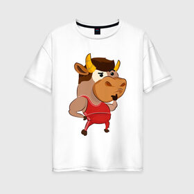 Женская футболка хлопок Oversize с принтом Год быка 2021 в Тюмени, 100% хлопок | свободный крой, круглый ворот, спущенный рукав, длина до линии бедер
 | 