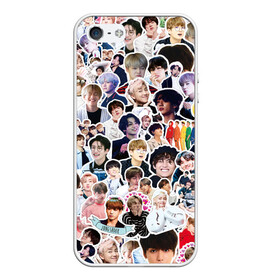 Чехол для iPhone 5/5S матовый с принтом BTS Sticker Bombing в Тюмени, Силикон | Область печати: задняя сторона чехла, без боковых панелей | bts | k pop | бтс | к поп | кей поп | корея | музыка | стикеры