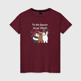 Женская футболка хлопок с принтом We Bare Bears в Тюмени, 100% хлопок | прямой крой, круглый вырез горловины, длина до линии бедер, слегка спущенное плечо | cartoon network | grizz | icebear | panda | vdkimel | we bare bears | белый | вся правда о медведях | гризли | панда
