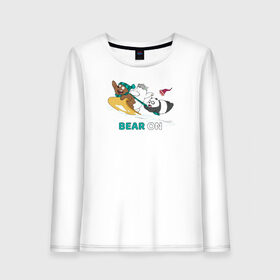 Женский лонгслив хлопок с принтом Bear on в Тюмени, 100% хлопок |  | cartoon network | grizz | icebear | panda | vdkimel | we bare bears | белый | вся правда о медведях | гризли | панда
