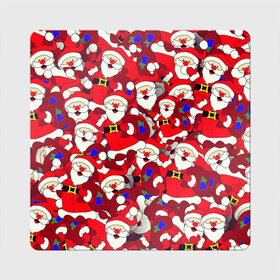 Магнит виниловый Квадрат с принтом Дед Санта в Тюмени, полимерный материал с магнитным слоем | размер 9*9 см, закругленные углы | 2021 | 2022 | new year | tiger | гирлянда | год тигра | дед мороз | елка | клаус | конфеты | нг | новый год | носок | подарок | рождество | с | санта | снег | снеговик | снежинка | шары