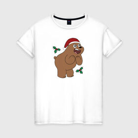 Женская футболка хлопок с принтом Grizz в Тюмени, 100% хлопок | прямой крой, круглый вырез горловины, длина до линии бедер, слегка спущенное плечо | cartoon network | grizz | vdkimel | we bare bears | вся правда о медведях | гризли