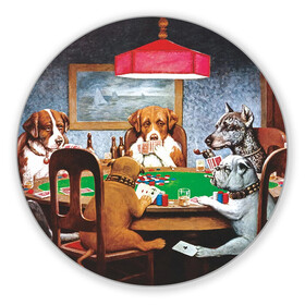 Коврик для мышки круглый с принтом Собаки играют в покер в Тюмени, резина и полиэстер | круглая форма, изображение наносится на всю лицевую часть | Тематика изображения на принте: a friend in need | art | artist | bets | buldog | cards | chips | dogs | gambling | games | memes | picture | poker | азартные игры | бульдог | друг познается в беде | искусство | картина | карты | мемы | покер | сенбернар | собаки | собачки | ставки