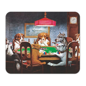 Коврик для мышки прямоугольный с принтом Собаки играют в покер в Тюмени, натуральный каучук | размер 230 х 185 мм; запечатка лицевой стороны | Тематика изображения на принте: a friend in need | art | artist | bets | buldog | cards | chips | dogs | gambling | games | memes | picture | poker | азартные игры | бульдог | друг познается в беде | искусство | картина | карты | мемы | покер | сенбернар | собаки | собачки | ставки