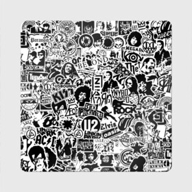 Магнит виниловый Квадрат с принтом Rock Band Logos в Тюмени, полимерный материал с магнитным слоем | размер 9*9 см, закругленные углы | ac dc | linkin park | music | queen | radiohead | rock | rock band logos | линкин парк | музыка | ретро | рок группа | элвис