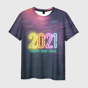 Мужская футболка 3D с принтом 2021 в Тюмени, 100% полиэфир | прямой крой, круглый вырез горловины, длина до линии бедер | 2021 | надпись | новый год | поздравление | праздник