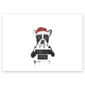 Поздравительная открытка с принтом Новый Год Близко в Тюмени, 100% бумага | плотность бумаги 280 г/м2, матовая, на обратной стороне линовка и место для марки
 | 2021 | 21 | 2k21 | 2к21 | bulldog | chrystmas | coming | dog | is | marry | new | santa | snow | xmas | year | бульдог | год | годом | дед | елка | елки | клаус | лес | мороз | настроение | новогоднее | новогоднему | новый | новым | пес | по | рождество |
