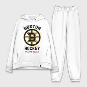 Женский костюм хлопок Oversize с принтом BOSTON BRUINS NHL в Тюмени,  |  | black | boston | bruins | hockey | ice | logo | nhl | sport | usa | бостон | брюинз | кубок | логотип | нхл | спорт | стэнли | хоккей