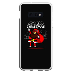 Чехол для Samsung S10E с принтом Mario Christmas в Тюмени, Силикон | Область печати: задняя сторона чехла, без боковых панелей | claus | happy new year | mario | merry christmas | santa | snowman | дед мороз | елка | клаус | марио | новый год | рождество | с новым годом | санта | снеговик