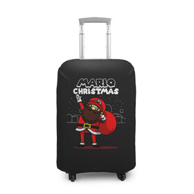 Чехол для чемодана 3D с принтом Mario Christmas в Тюмени, 86% полиэфир, 14% спандекс | двустороннее нанесение принта, прорези для ручек и колес | claus | happy new year | mario | merry christmas | santa | snowman | дед мороз | елка | клаус | марио | новый год | рождество | с новым годом | санта | снеговик