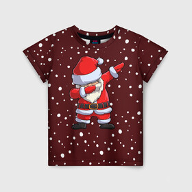 Детская футболка 3D с принтом Dab Santa в Тюмени, 100% гипоаллергенный полиэфир | прямой крой, круглый вырез горловины, длина до линии бедер, чуть спущенное плечо, ткань немного тянется | claus | happy new year | merry christmas | santa | snowman | дед мороз | елка | клаус | новый год | рождество | с новым годом | санта | снеговик