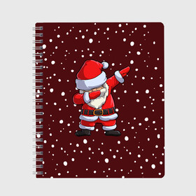 Тетрадь с принтом Dab-Santa в Тюмени, 100% бумага | 48 листов, плотность листов — 60 г/м2, плотность картонной обложки — 250 г/м2. Листы скреплены сбоку удобной пружинной спиралью. Уголки страниц и обложки скругленные. Цвет линий — светло-серый
 | claus | happy new year | merry christmas | santa | snowman | дед мороз | елка | клаус | новый год | рождество | с новым годом | санта | снеговик