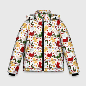 Зимняя куртка для мальчиков 3D с принтом Счастливого Рождества в Тюмени, ткань верха — 100% полиэстер; подклад — 100% полиэстер, утеплитель — 100% полиэстер | длина ниже бедра, удлиненная спинка, воротник стойка и отстегивающийся капюшон. Есть боковые карманы с листочкой на кнопках, утяжки по низу изделия и внутренний карман на молнии. 

Предусмотрены светоотражающий принт на спинке, радужный светоотражающий элемент на пуллере молнии и на резинке для утяжки | christmas | merry christmas | дед мороз | ёлка | елочные шары | игрушки | новый год | подарок | праздник | рождество | с новым годом | санта клаус | снежинки | украшения