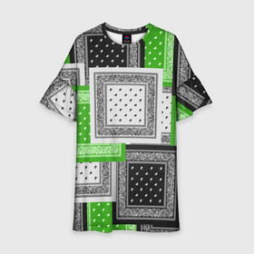 Детское платье 3D с принтом 3D Бандана v.green в Тюмени, 100% полиэстер | прямой силуэт, чуть расширенный к низу. Круглая горловина, на рукавах — воланы | fashiom | fire | game | hip hop | rap | street style | top | игра | мода | огонь | рэп | топ | уличный стиль | хип хоп