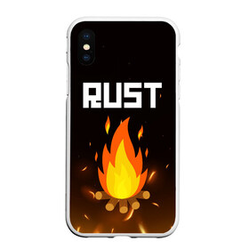 Чехол для iPhone XS Max матовый с принтом RUST в Тюмени, Силикон | Область печати: задняя сторона чехла, без боковых панелей | Тематика изображения на принте: action | game | rust | zombie | апокалипсис. | выживание | зомби | игра | лес | радиация | раст