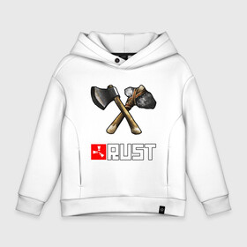 Детское худи Oversize хлопок с принтом RUST в Тюмени, френч-терри — 70% хлопок, 30% полиэстер. Мягкий теплый начес внутри —100% хлопок | боковые карманы, эластичные манжеты и нижняя кромка, капюшон на магнитной кнопке | action | game | rust | zombie | апокалипсис. | выживание | зомби | игра | лес | радиация | раст